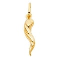 thumbnail image 2 of Ioka-14K Yellow Gold Twisted Cornicello Italian Fortune Horn Charm Pendant with 1.2mm Flat Open Wheat Chain Necklace - 18", 2 of 6