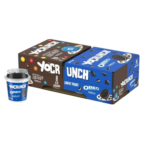 YoCrunch Vanilla Low Fat Yogurt with OREO(R) Cookie Pieces and Mini M&Ms(R), 6 oz Yogurt Cups, 8 Count