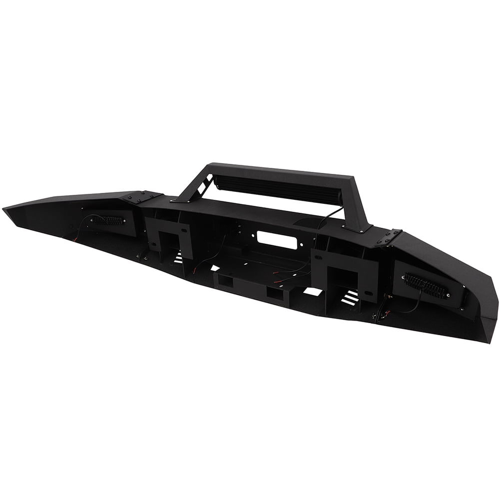 cciyu Upgraded Textured Black Front & Rear Bumper Compatible for 2018-2020 for Ford F-150 Heavy Duty Steel Bumper with D-ring and LED Lights(Excluding Raptor)
