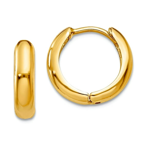 14k Yellow Gold Solid Polished Hinged Hoop Earrings 11x12mm Wide Hoop Earring for Women - 1.0 Grams