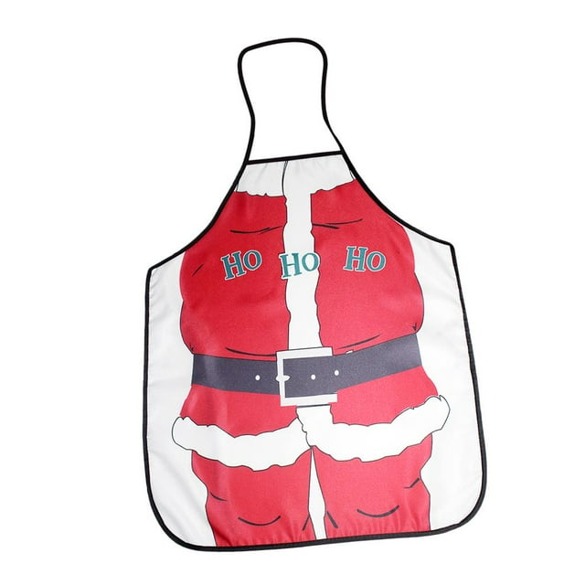 Delantal divertido de poliéster dacrón para barbacoa, cocina, fiestas en casa, babero Santa Claus 2