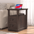 thumbnail image 5 of REDAYFUR Narrow End Table with Flip Top Charging Station and 2 Drawers, Type-C & USB port & Power outlets, Wooden Storage Cabinet, Side Table with Storage for Living Room and Bedroom | Espresso, 5 of 7