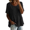 thumbnail image 2 of Kelon Short Sleeve Womens Linen Cotton Tops Vacation Casual Outfits Blouses Dressy Casual Summer Outfits 2026, 2 of 4