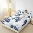 thumbnail image 4 of Manfei Navy Japanese Fish Full Size Sheets, Tokyo Ocean Waves Bed Sheets, Vintage Stripes Abstract Sheet Sets, Breathable Home Decor, 4-Piece, 4 of 7