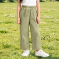 thumbnail image 6 of Trendfront Girls Casual Pants Summer Thin Lightweight Double Layer Gauze Home Wear Slacks Solid Color Soft Breathable Loose Fit Kids Long Trousers, 6 of 6