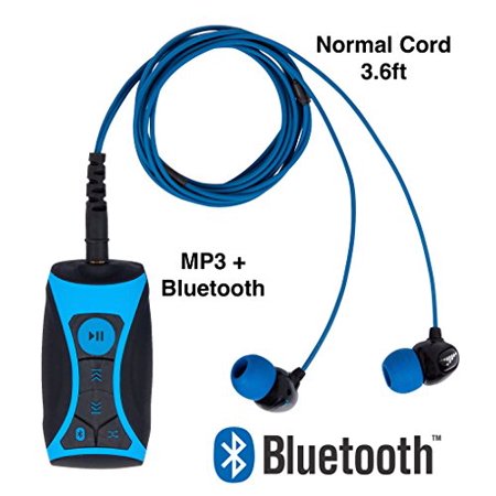 100% Waterproof Stream MP3 Music Player with Bluetooth and Underwater Headphones for Swimming Laps, Watersports, Normal (Best Underwater Music Player)