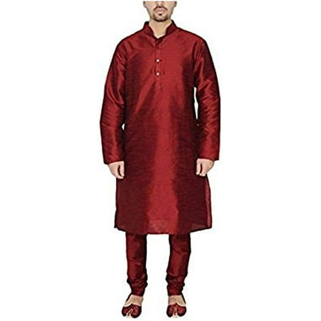 

Royal Kurta Men s Luxury Art Silk Blend Occasional Kurta Churidar Set Red