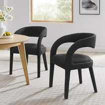 Modway Pinnacle Boucle Upholstered Dining Chair Set of Two in Black