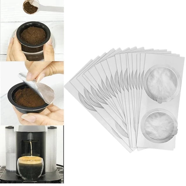 200PCS 62MM Disposable Coffee Capsule Seals Foils Cream Foam Coffee Filter Lid Sticker for Vertuo