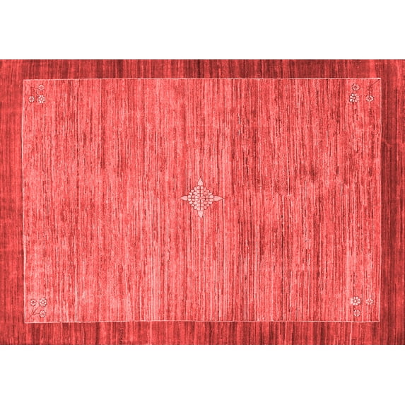 Ahgly Company Indoor Rectangle Abstract Red Contemporary Area Rugs, 3' x 5'