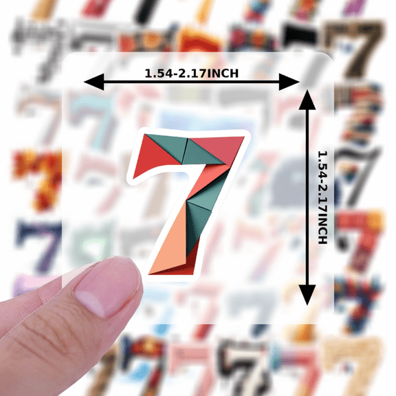 Diverse Number 7 Stickers Stickers, Waterproof Number 7 Stickers Sticker for Water Bottle Laptop Phone Cases Planner Skateboard Luggage Helmet Party Favor Decor, Ideal for Adults Teens Teacher Rewards
