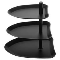 Hemoton 3 Tiered Tray Stand Coffee Table Decor Decorative Tray For Living Room Decor Stainless Steel Three Tier Serving Tray For Fruit Cupcake Display Black
