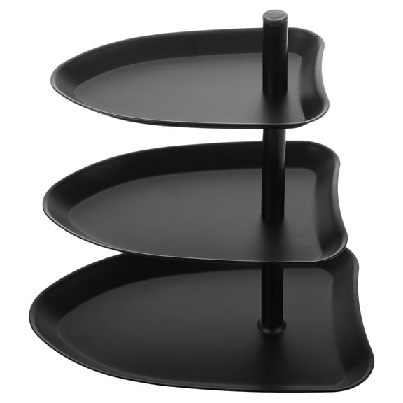 Hemoton 3 Tiered Tray Stand Coffee Table Decor Decorative Tray For Living Room Decor Stainless Steel Three Tier Serving Tray For Fruit Cupcake Display Black