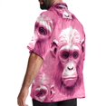 thumbnail image 3 of Pink Monkey Gorilla Men's Hawaiian Button Down Printed Short Sleeve Summer Beach Shirts, 3 of 6