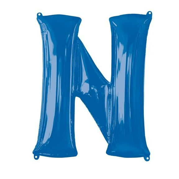 Anagram 86460 32 in. Letter N Shape Foil Balloon  Blue