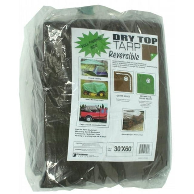 Tarp Foremost 30 Pi X 60 Pi Dessus Sec Brun et Vert Polyéthylène Réversible Tarp 1306