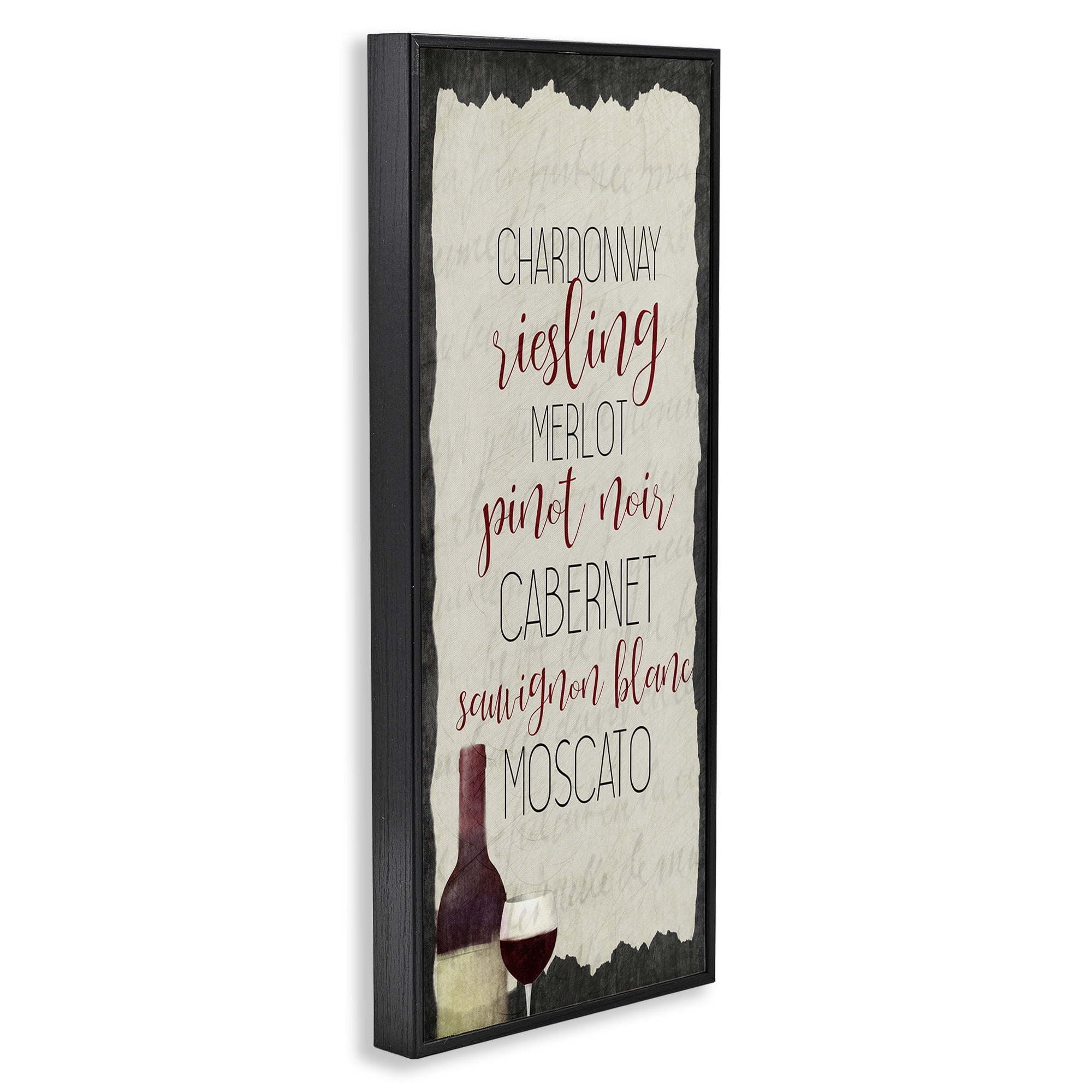 Stupell Industries Country Kitchen Wine List Food & Beverage Painting Black Framed Art Print Wall Art, 13 x 30