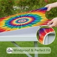 thumbnail image 6 of Colorful Rainbow Tie Dye Spiral Pattern Square Fitted Tablecloth with Elastic Edge,Square Table Cover,Washable Elastic Table Cover for Home Kitchen Party Decor 34"x34", 6 of 6