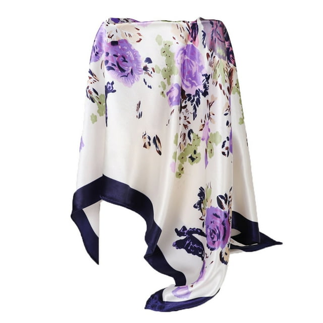 Bufandas Bufanda pequeña para mujer Bufanda de seda Literatura y temperamento Flores y pétalos Pañuelo para el cabello Bufanda decorativa para mujer