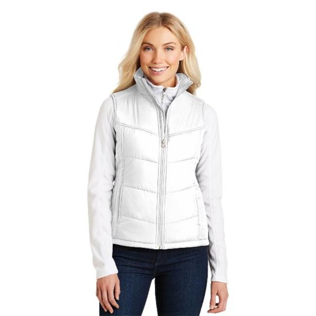 Port Authority ® Ladies Puffy Vest. L709 4Xl White/ Dark Slate