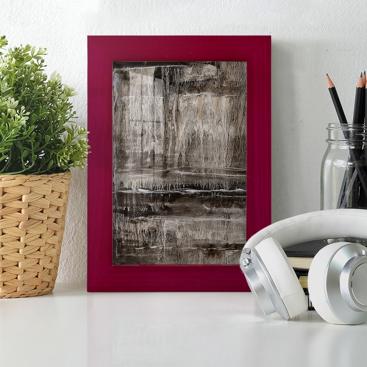 Continuum III -Framed Print w/glass-Cherry Red