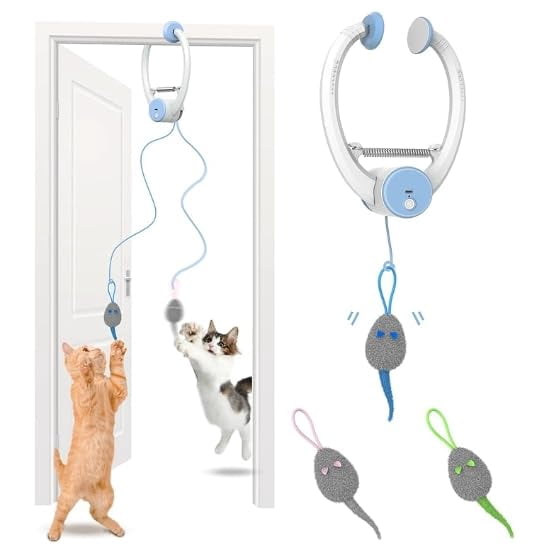Interactive Cat Toys For Indoor Cats - Automatic Flying Bird Wand Chase Exercise Enrichment  Rechargeable Durable Safe Kitten & Adult Electric Hanging Bored