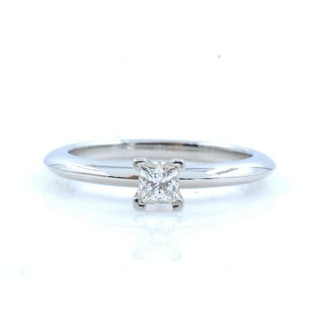 Authentic Tiffany Solitaire Princess Cut Diamond Engagement Platinum 0.10