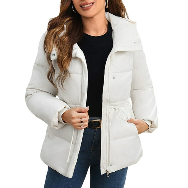 Womens Length Parka, Solid Color Oversized Hooded Extreme Warmth, Ultimate Winter Coat for Freezing Weather & Northern Climate LivingBeigeXL