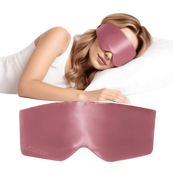 FACEMOON 22 Momme Mulberry Silk Eye Mask, Office Nap Blackout Sleep Mask, Slim and Comfortable with Adjustable Strap