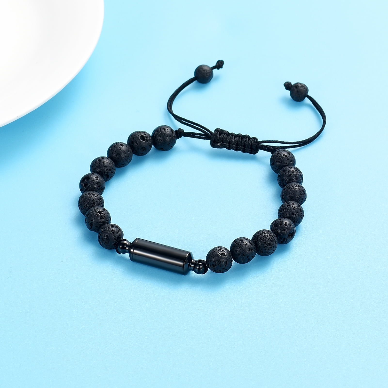 Lava stone Urn Bracelet for Ashes Cremation Jewelry Beaded bracelet