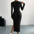 thumbnail image 7 of fatyb Knit Dresses for Women Split Long Sleeve Bodycon Dresses S-5xl Womens Casual Sweater Maxi Dresses, 7 of 7