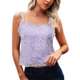 thumbnail image 2 of Womens Tank Tops 2026 Lace Square Neck Spaghetti Straps Camis Solid Color Ribbed Sleeveless Casual Basic Undershirt, 2 of 8