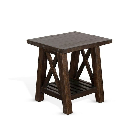 Sunny Designs Vivian 24" Farmhouse Mahogany Wood End Table in Dark Brown