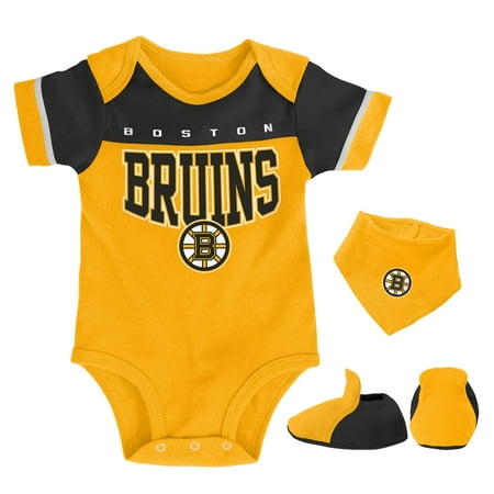 Outerstuff Boston Bruins Five on Three Baby Onesie 3-Pack - Infant