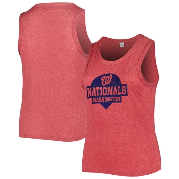 Women's Soft as a Grape Red Washington Nationals Plus Size High Neck Tri-Blend Tank Top