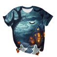 thumbnail image 5 of Mifsaly Halloween Tops for Women 2026 Spooky Witch Graphic T-Shirt Short Sleeve Crewneck Casual Fall Tees Multicolor,S, 5 of 5