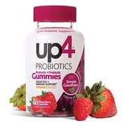 up4 Probiotic Gummies, Digestive and Immune Support with Prebiotics and Vitamin C, Gluten Free, Vegan, Non-GMO, 60 Count