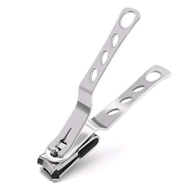 Cortaúñas con cabezal giratorio de 360 grados - Cortaúñas de acero inoxidable para uñas de manos y pies, tamaño grande y pequeño (plata)