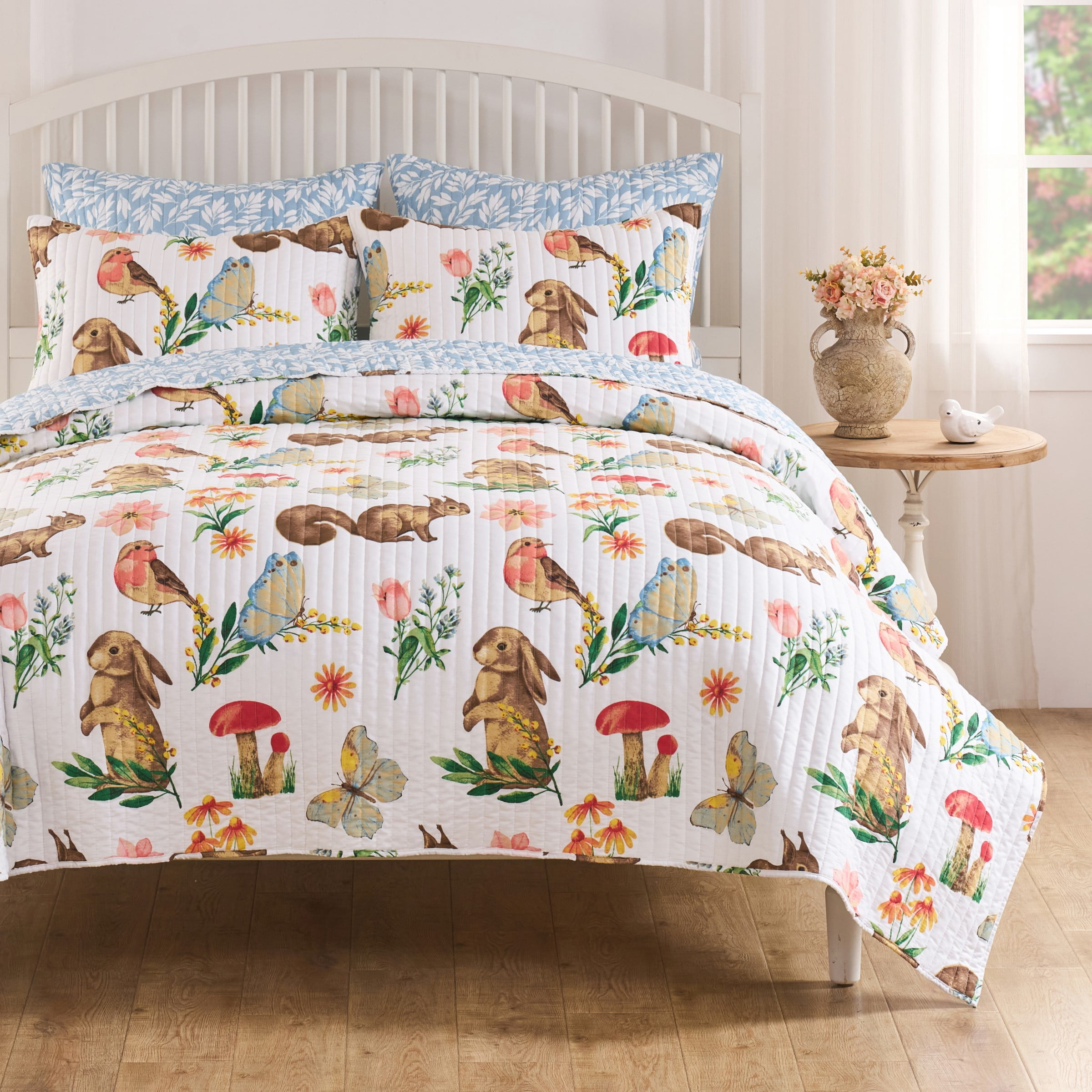 Greenland Home Fashions Willow Spring Garden Reversible Quilt Set, Teen-Adult, 2-Piece Twin/XL
