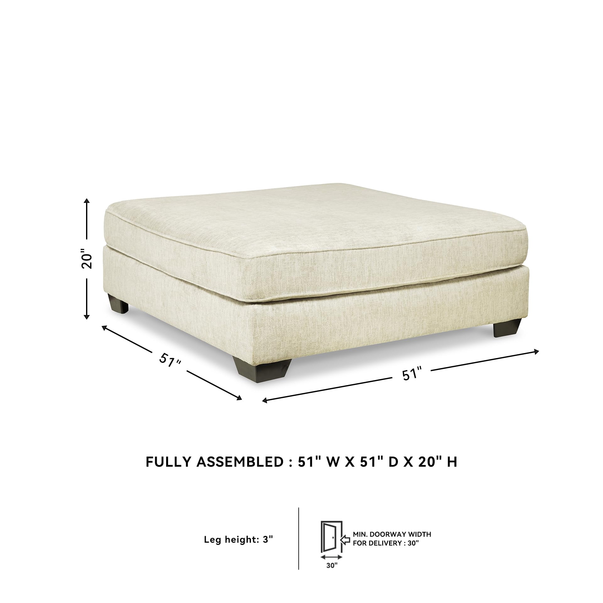 Signature Design by Ashley Rawcliffe Oversized Accent Ottoman in Parchment