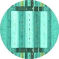 thumbnail image 1 of Ahgly Company Machine Washable Indoor Round Abstract Turquoise Blue Contemporary Area Rugs, 4' Round, 1 of 4