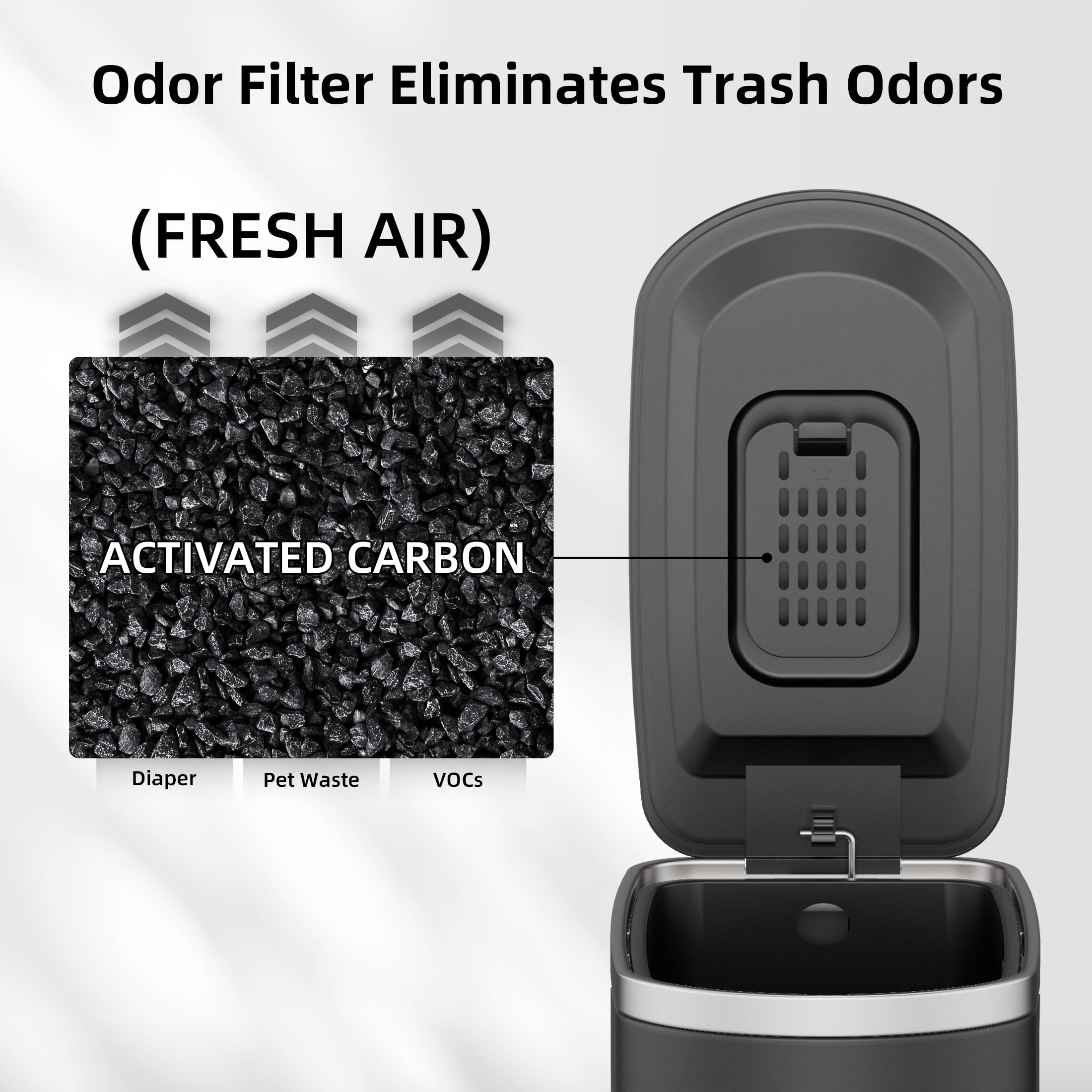 KSSKSS 2.6 Gallon/10L Slim Stainless Steel Bathroom Trash Can with Lid, Soft-Close Small Garbage Bin for Narrow Spaces, Black