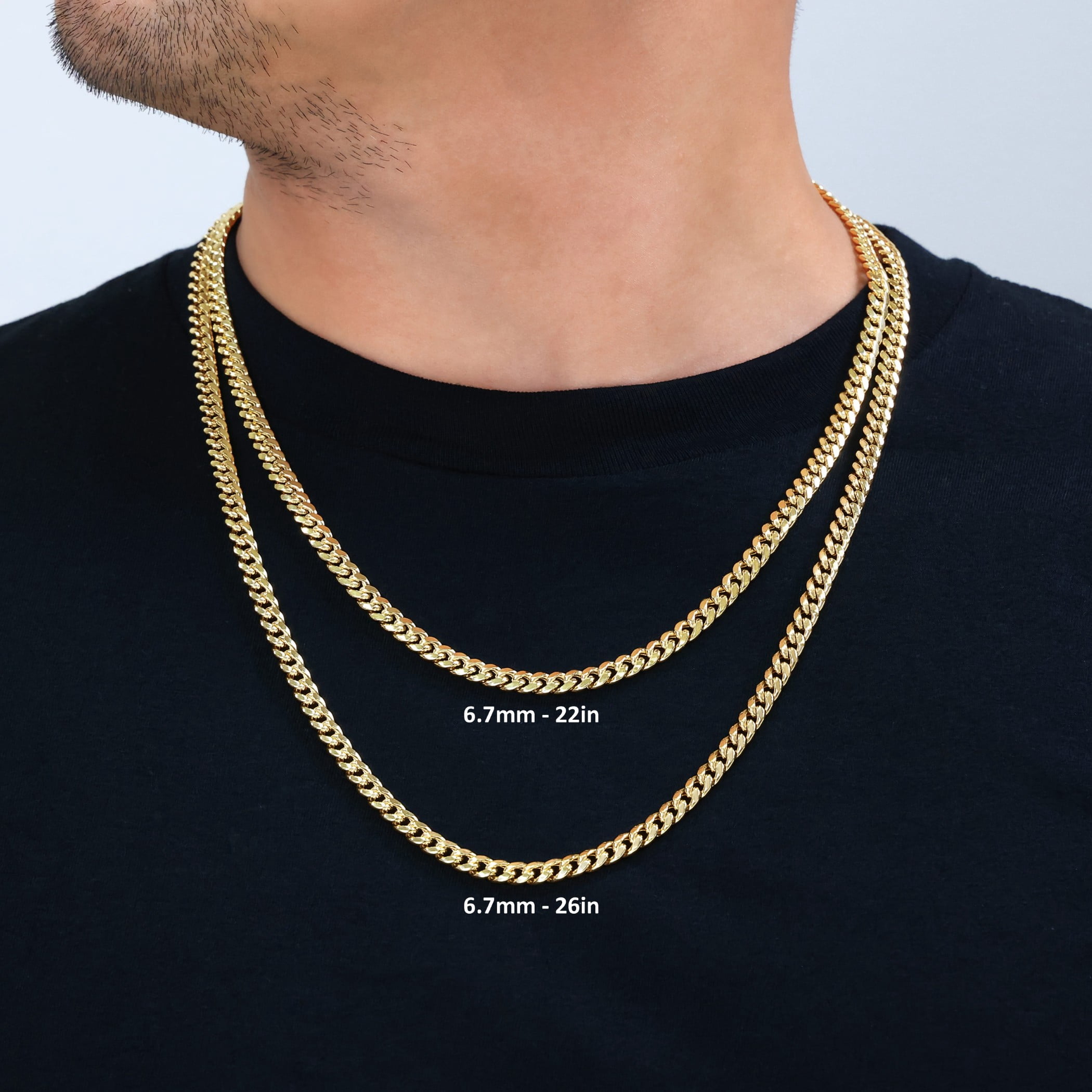 Nuragold 14k Real Yellow Gold Miami Cuban Lightweight Link 6.7mm Chain Necklace (16"-30") Italian Jewelry for Men & Women