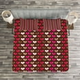 thumbnail image 3 of Ambesonne Valentine Quilted Bedspread Set 3 Pcs, Vibrant Heart Romance, Queen Size, Brown Fuchsia, 3 of 3