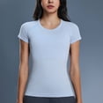 thumbnail image 4 of Uootdi Hauts à Manches Courtes pour Femmes Col Rond Sans Couture Tricot Compression Ajusté Doux Respirant Chemises Décontractées de Sport Cadeau, 4 of 9