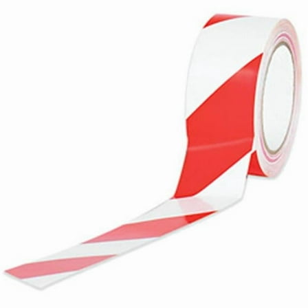 3 in. x 36 yds. Red-White Striped Vinyl Safety Tape