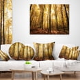 thumbnail image 3 of Designart Setting Sun over Dense Fall Forest - Modern Forest Throw Pillow - 16x16, 3 of 4