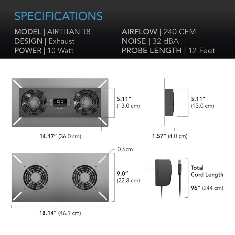 AC Infinity CLOUDLINE PRO T8, Quiet 8” Inline Duct Fan with Temperature  Humidity VPD Controller, WiFi Integrated App Control - Ventilation Exhaust  Fan