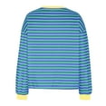 thumbnail image 4 of Patlollav Womens Fashionable Loose Casual Striped Color Blocking Round Neck Long Sleeved Tops, 4 of 5