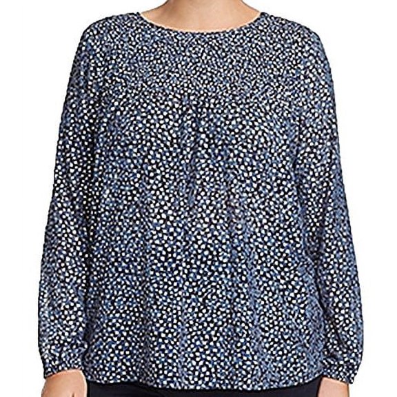 Michael Michael Kors Plus Size Metallic Print Top Blue Indigo/Gold 0X